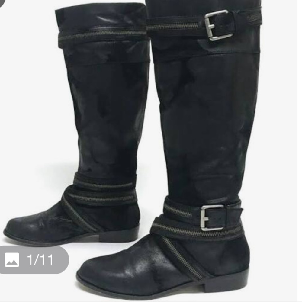 *KORS michael Kors distressed black leather boots*
